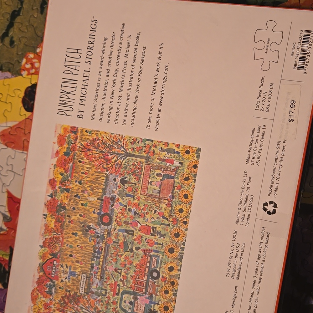 Galison - Pumpkin Patch By Michael Storrings 1000 piece puzzle - Picture 3 of 4